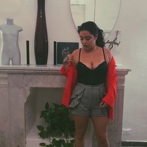 Ruffled houndstooth shorts